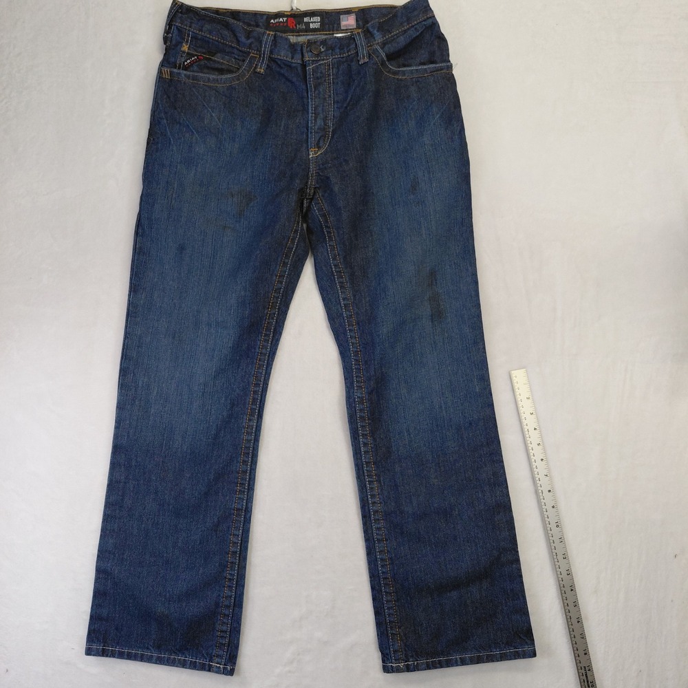 Ariat FR M4 Relaxed Boot Cut Jeans Mens 34x32 Dark Wash Flame Resistant Denim